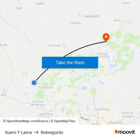 Ituero Y Lama to Robregordo map