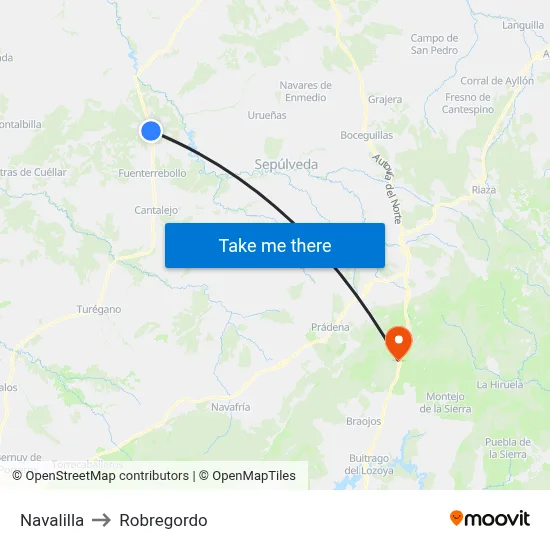 Navalilla to Robregordo map