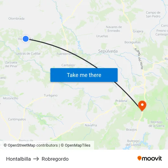 Hontalbilla to Robregordo map