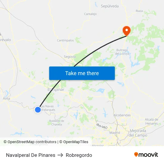 Navalperal De Pinares to Robregordo map