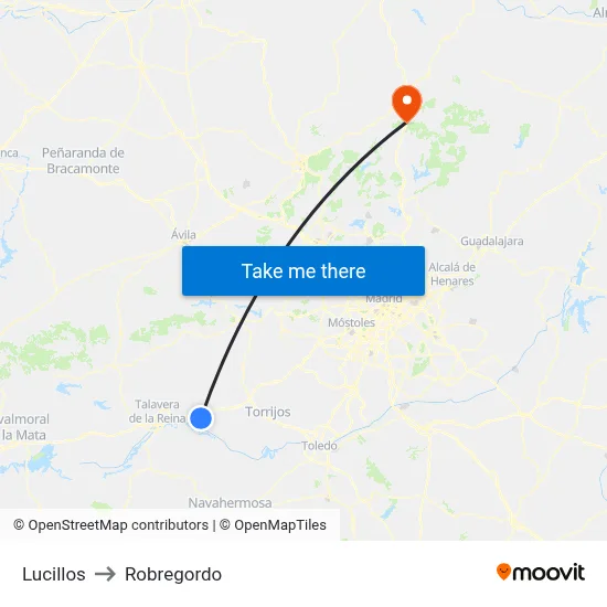 Lucillos to Robregordo map