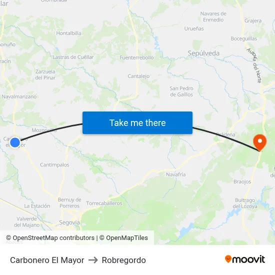 Carbonero El Mayor to Robregordo map