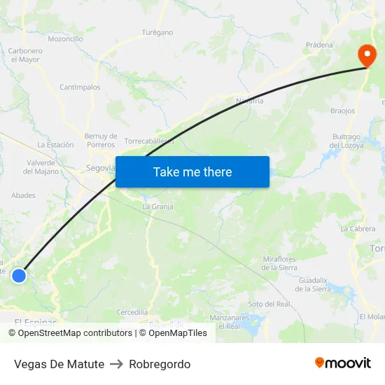 Vegas De Matute to Robregordo map