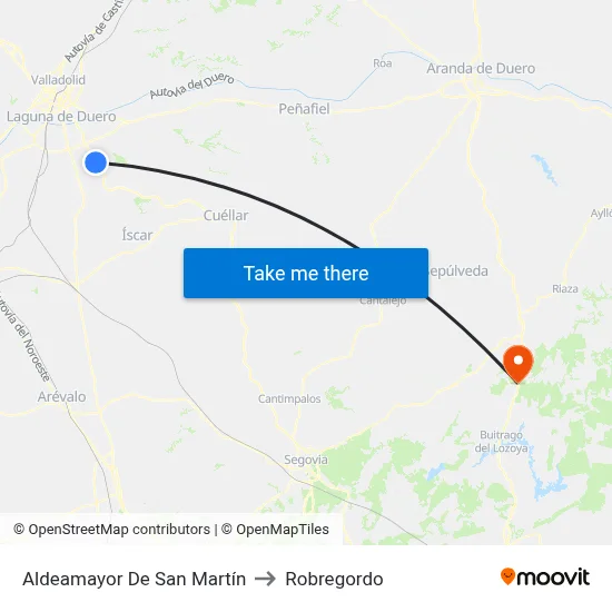 Aldeamayor De San Martín to Robregordo map