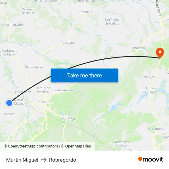 Martín Miguel to Robregordo map