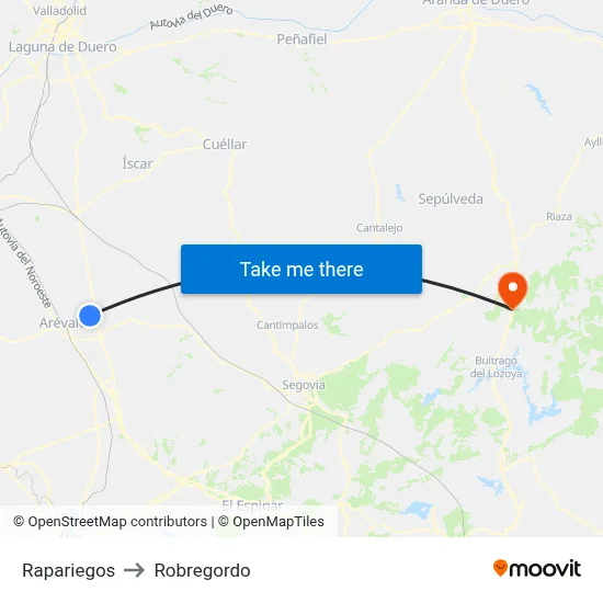 Rapariegos to Robregordo map