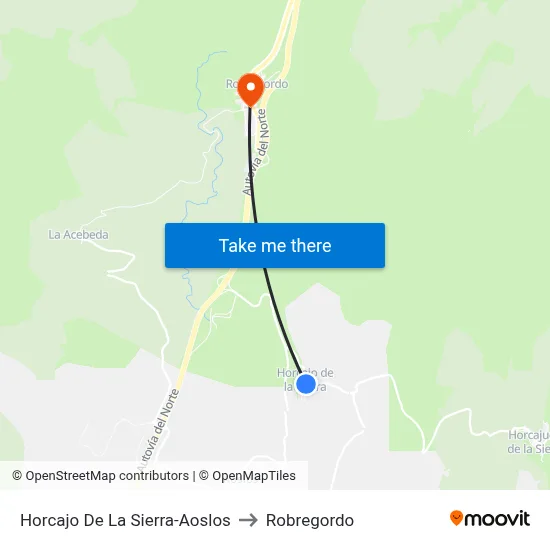 Horcajo De La Sierra-Aoslos to Robregordo map