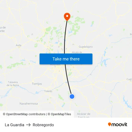 La Guardia to Robregordo map