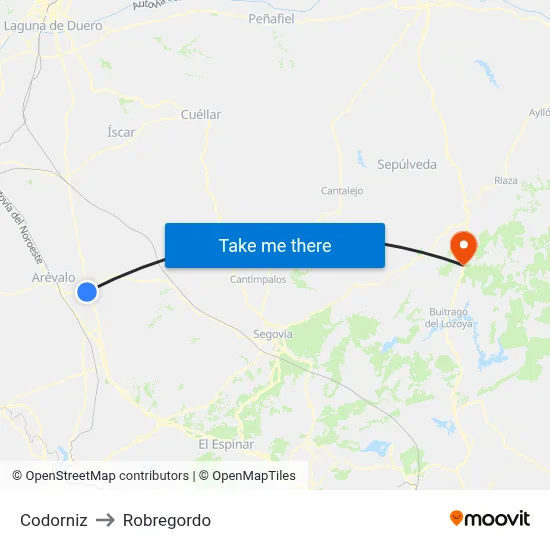 Codorniz to Robregordo map