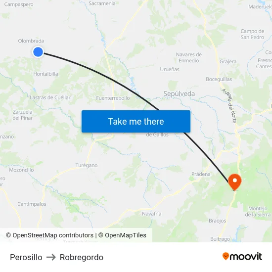 Perosillo to Robregordo map