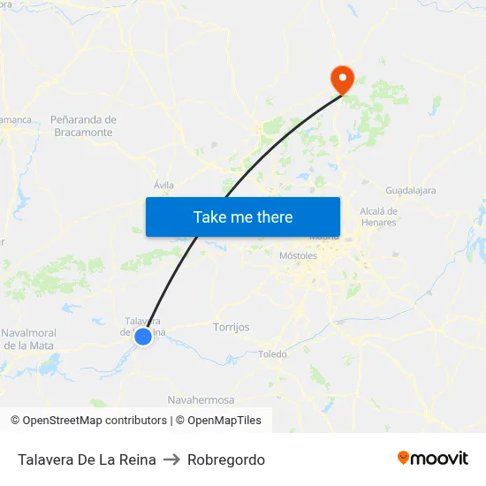 Talavera De La Reina to Robregordo map