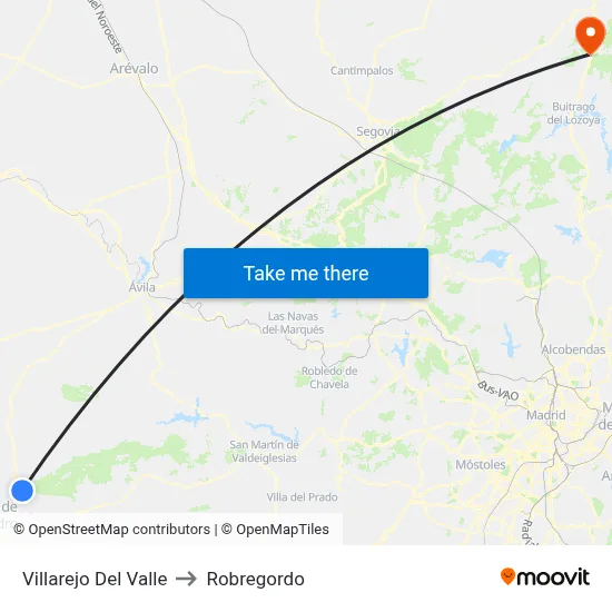 Villarejo Del Valle to Robregordo map