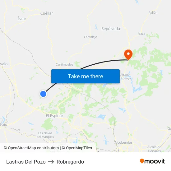 Lastras Del Pozo to Robregordo map
