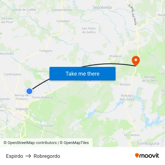 Espirdo to Robregordo map
