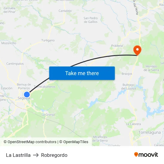 La Lastrilla to Robregordo map