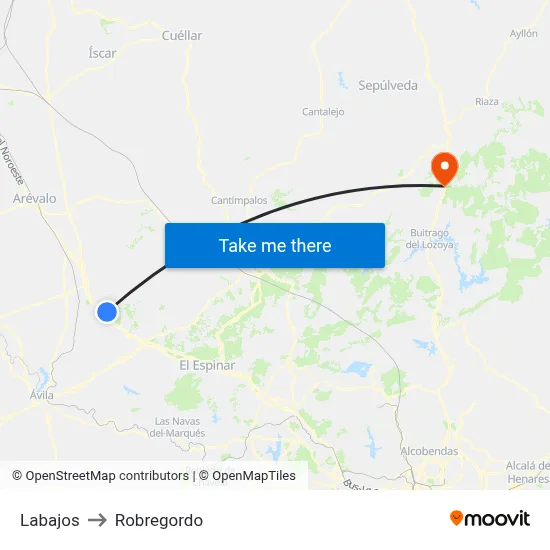 Labajos to Robregordo map