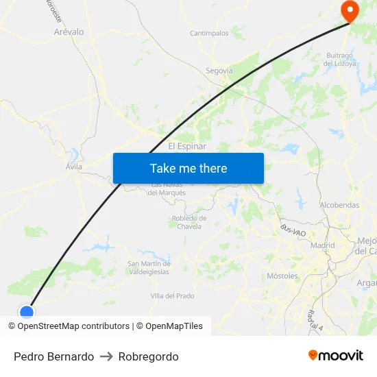 Pedro Bernardo to Robregordo map