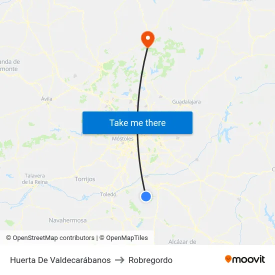 Huerta De Valdecarábanos to Robregordo map