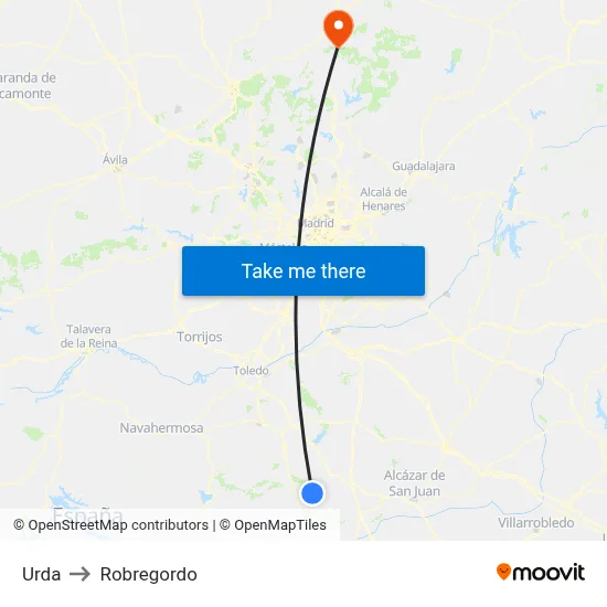 Urda to Robregordo map