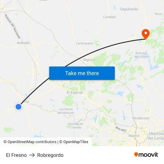 El Fresno to Robregordo map