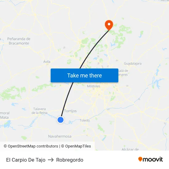 El Carpio De Tajo to Robregordo map
