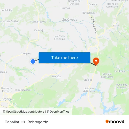 Caballar to Robregordo map