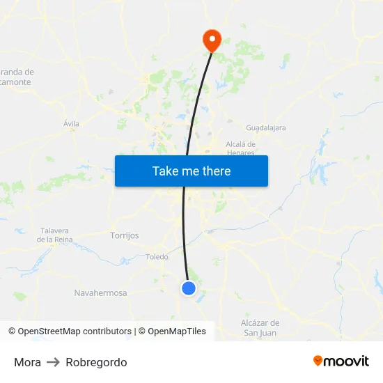 Mora to Robregordo map