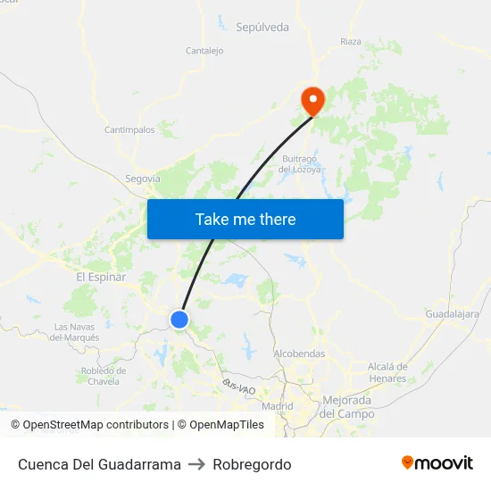 Cuenca Del Guadarrama to Robregordo map