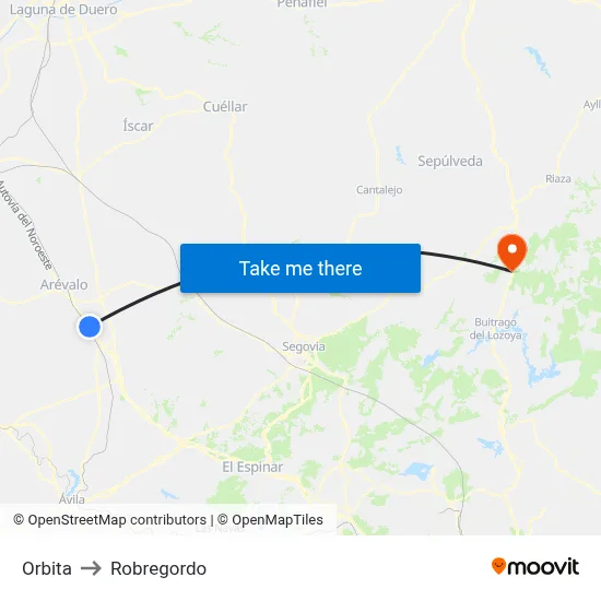 Orbita to Robregordo map