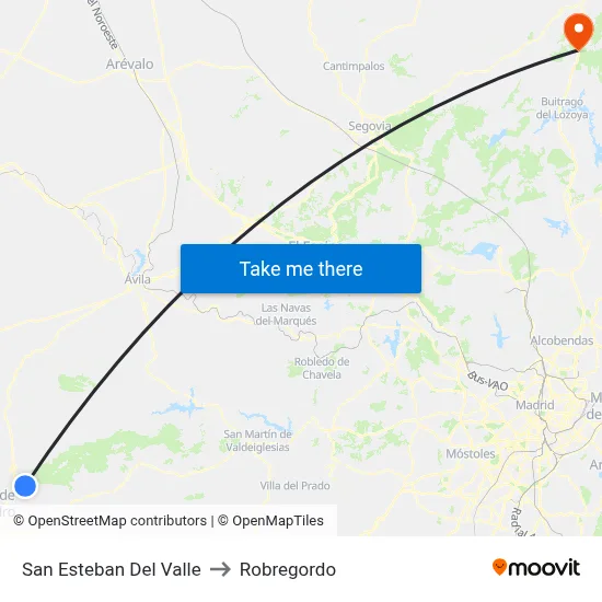 San Esteban Del Valle to Robregordo map