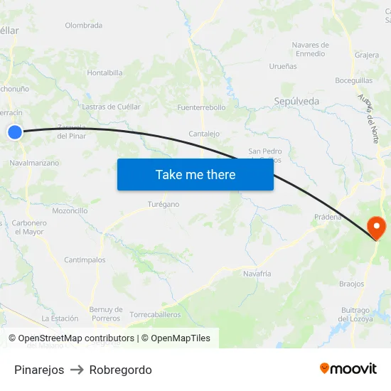 Pinarejos to Robregordo map