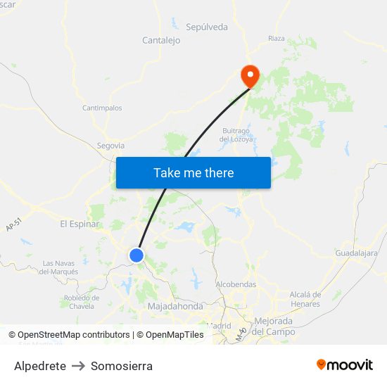 Alpedrete to Somosierra map