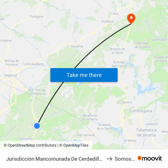Jurisdicción Mancomunada De Cerdedilla Y Navacerrada to Somosierra map