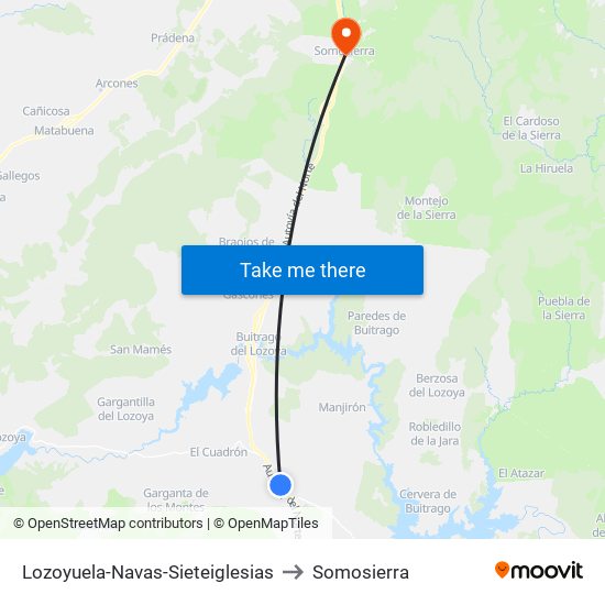 Lozoyuela-Navas-Sieteiglesias to Somosierra map