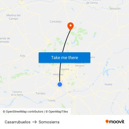 Casarrubuelos to Somosierra map