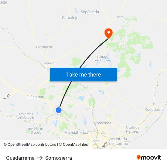 Guadarrama to Somosierra map