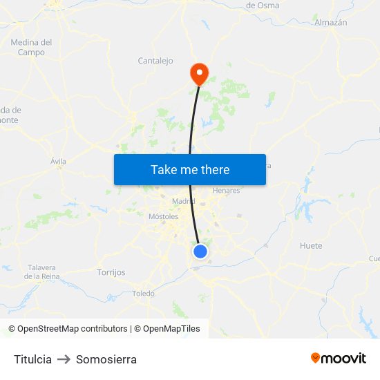 Titulcia to Somosierra map