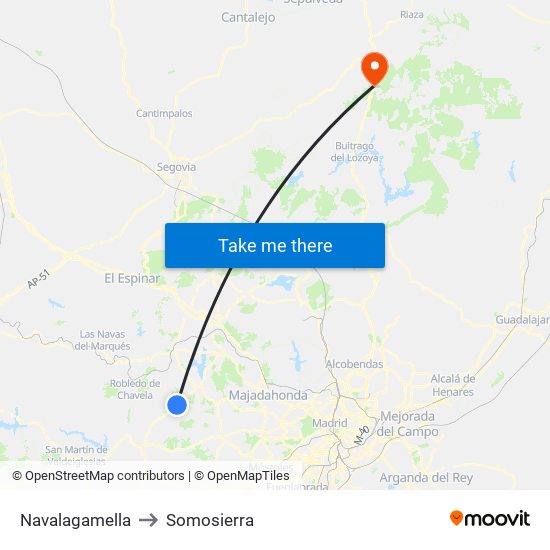 Navalagamella to Somosierra map