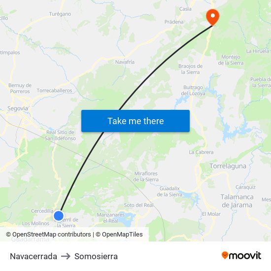 Navacerrada to Somosierra map