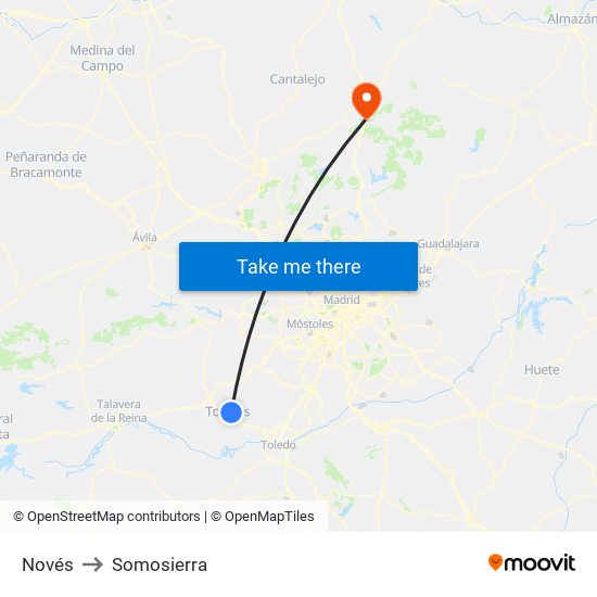 Novés to Somosierra map