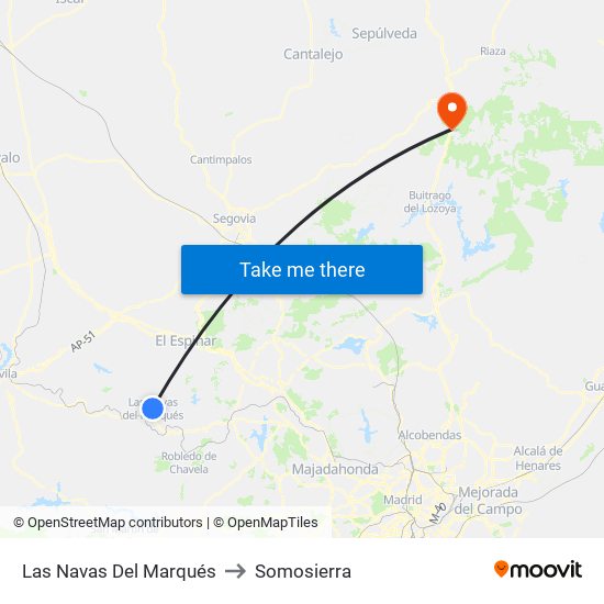 Las Navas Del Marqués to Somosierra map