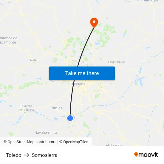 Toledo to Somosierra map