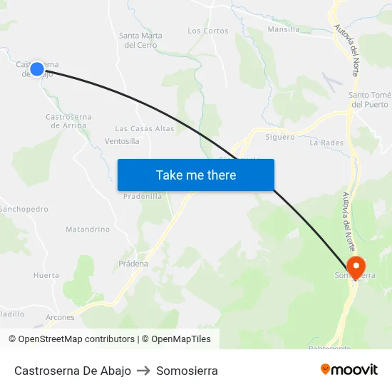 Castroserna De Abajo to Somosierra map