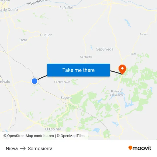 Nieva to Somosierra map