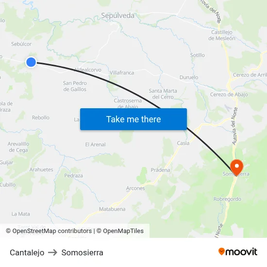 Cantalejo to Somosierra map