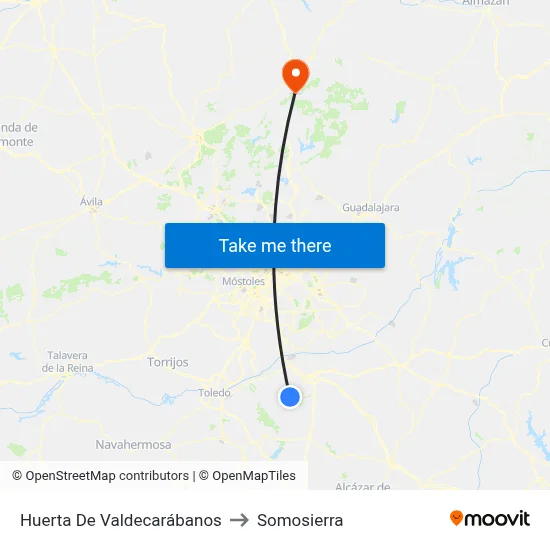 Huerta De Valdecarábanos to Somosierra map