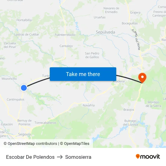 Escobar De Polendos to Somosierra map