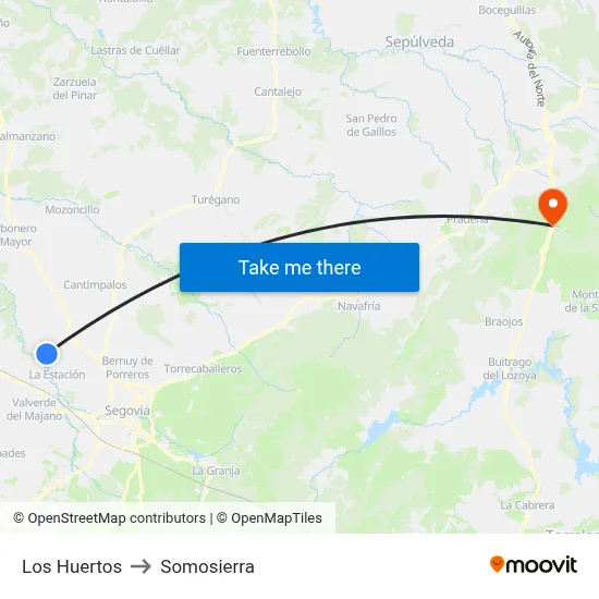 Los Huertos to Somosierra map