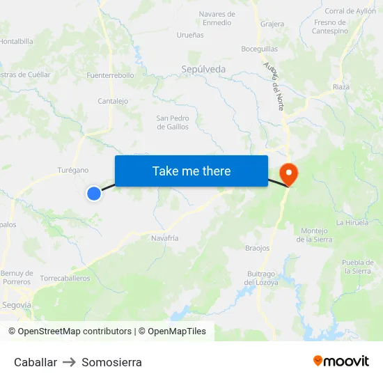 Caballar to Somosierra map