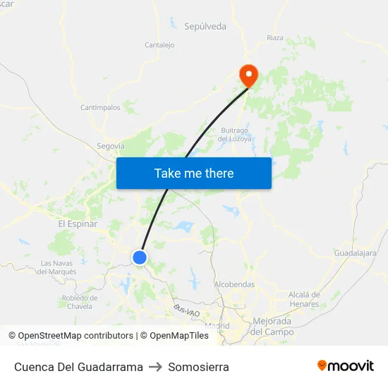 Cuenca Del Guadarrama to Somosierra map